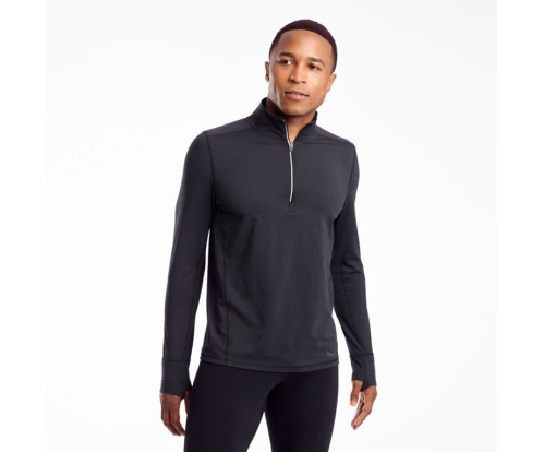 Tenis Saucony Challenge Quarter Zip Hombre Tops Ropa Negras Heather México MX-962-TO